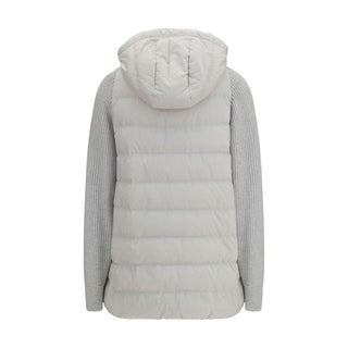 Chaqueta larga de poliéster gris