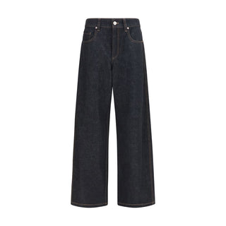 Blue Cotton Straight-Leg Jeans