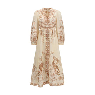 Vestido casual beige de lino