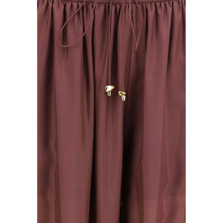Bordeaux Silk Casual Pants