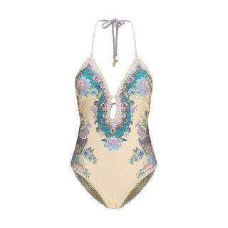 Beige Polyamide One-Piece Swimsuit