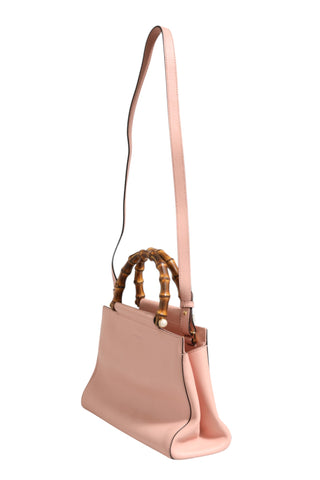 Pink And White Calfskin Small Nymphaea Top Handle Bag