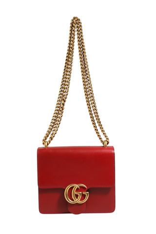 Bolso pequeño Marmont de hombro en cuero rojo Rosso Ancora