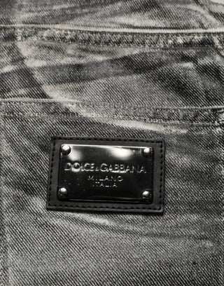Grey Washed Mid Waist Straight Denim Jeans