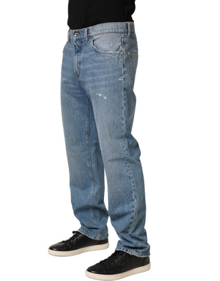 Jeans clásicos de mezclilla azul claro lavado de cintura media