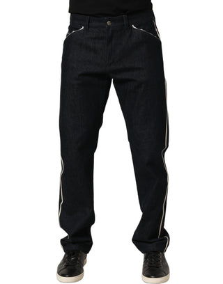 Black Cotton Mid Waist Classic Men Denim Jeans