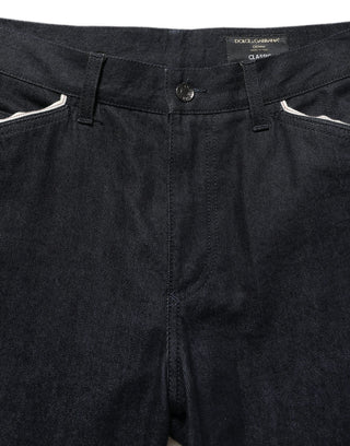 Black Cotton Mid Waist Classic Men Denim Jeans