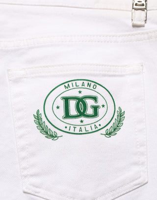 White Cotton Skinny Mid Waist Denim Jeans