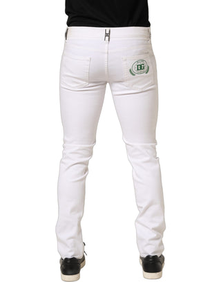 White Cotton Skinny Mid Waist Denim Jeans