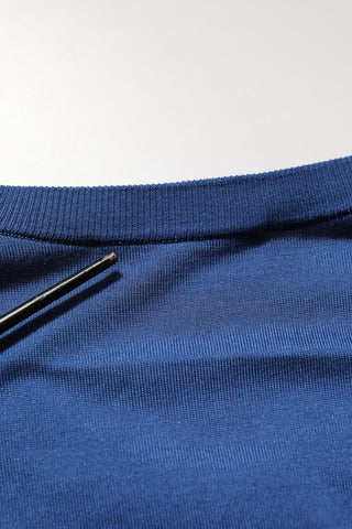 Blue Silk DG Logo Crew Neck Pullover Sweater