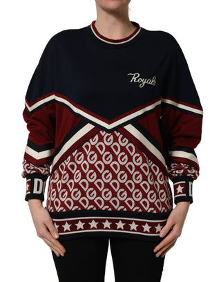 Blue Red Paneled 'Royals' Patch Sweatshirt Sweater