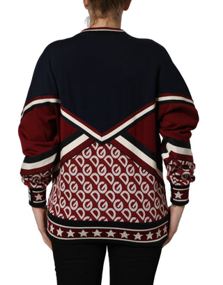Blue Red Paneled 'Royals' Patch Sweatshirt Sweater