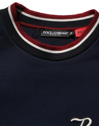 Blue Red Paneled 'Royals' Patch Sweatshirt Sweater