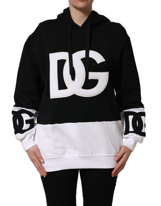 BlackWhite Appliqué Hooded Sweatshirt Sweater