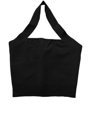 Black Square Neck Halter Cropped Tank Top