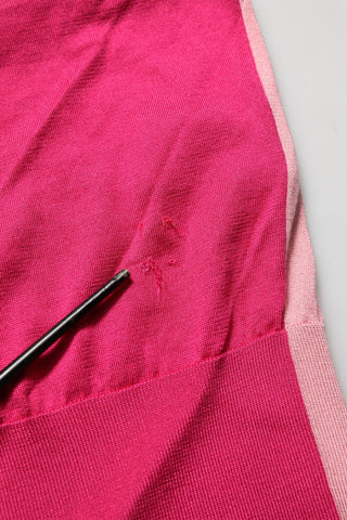 Pink Short Sleeves Buttoned Ascot Collar Top