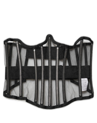 Black Sheer Tulle Bodysuit Cropped Corset Top