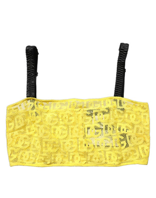 Yellow Cotton Crepe Chiffon Crop Bralette Top