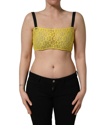Yellow Black Leopard Faux Leather Bra Top