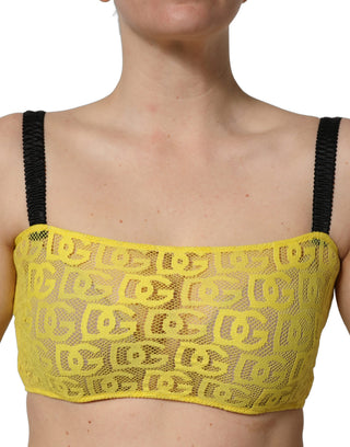 Yellow Cotton Crepe Chiffon Crop Bralette Top