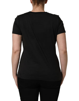 Black Tropical Jungle Round Neck T-shirt
