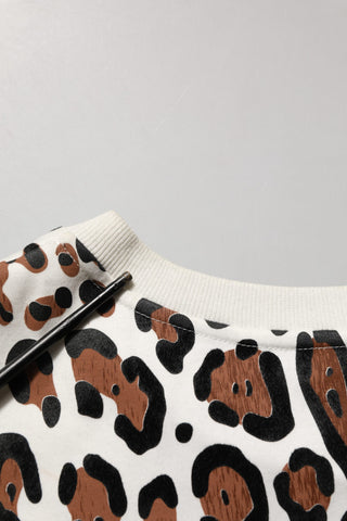 Multicolor Leopard Print Crew Neck T-shirt