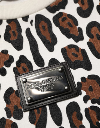 Multicolor Leopard Print Crew Neck T-shirt