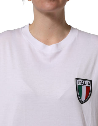 White Italia Flag Patch Round Neck T-shirt
