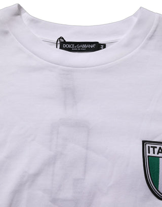 White Italia Flag Patch Round Neck T-shirt