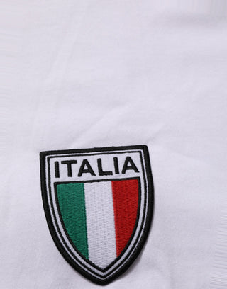 White Italia Flag Patch Round Neck T-shirt