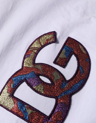 White Cotton DG Logo Patch Crew Neck T-shirt