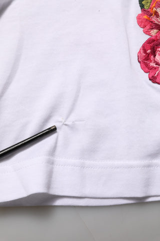 White DG Floral Cotton Jersey Crop T-shirt