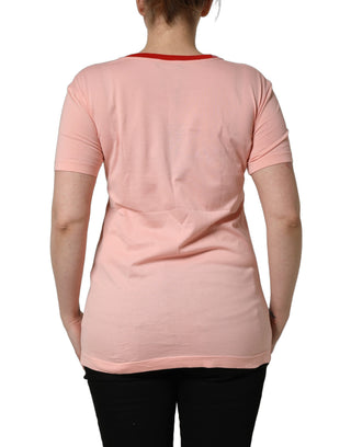 Pink Graphic Print Cotton Crew Neck T-shirt