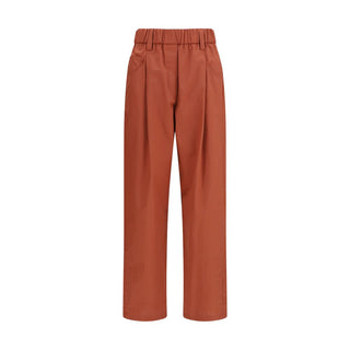 Orange Cotton Casual Pants