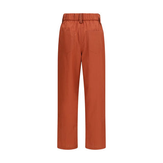 Orange Cotton Casual Pants