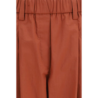 Orange Cotton Casual Pants