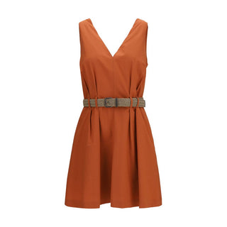 Orange Cotton Casual Dress