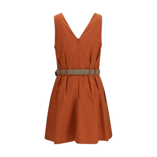 Orange Cotton Casual Dress