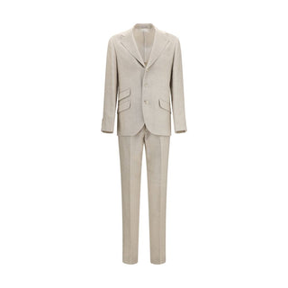 Beige Silk Two-Piece Suit