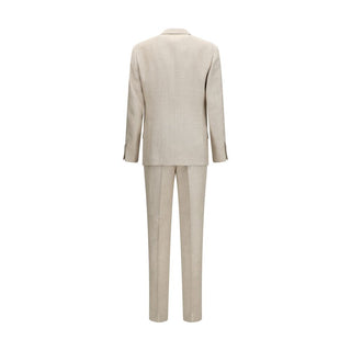 Beige Silk Two-Piece Suit