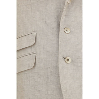 Beige Silk Two-Piece Suit