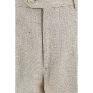 Beige Silk Two-Piece Suit