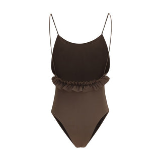 Brown Polyamide One-Piece Swimsuit