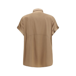 Beige Silk Shortsleeve Shirt