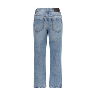 Blue Cotton Straight-Leg Jeans