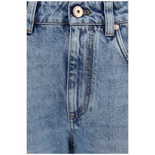 Blue Cotton Straight-Leg Jeans