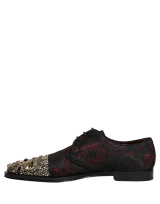 Black Red Embellished Derby Dress Formal Shoes