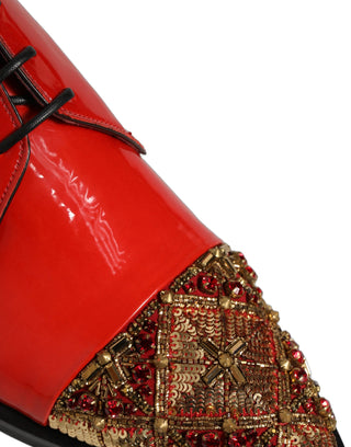 Red Embellished Men Derby Dress Formal Shoes