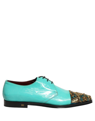 Aqua Blue Embellished Derby Dress Formal Shoes