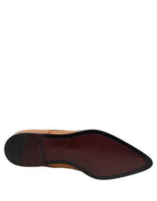 Brown Leather Lace Up Men Derby Dress Shoes
